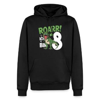 8. Geburtstag 8 Jahre Dino Dinosaurier Fan - Männer Premium Bio Hoodie - Schwarz - Vorne - Nico (187cm)