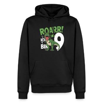 9. Geburtstag 9 Jahre Dino Dinosaurier Fan - Männer Premium Bio Hoodie - Schwarz - Vorne - Nico (187cm)