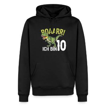 10. Geburtstag 10 Jahre Dino Dinosaurier Fan - Männer Premium Bio Hoodie - Schwarz - Vorne - Nico (187cm)