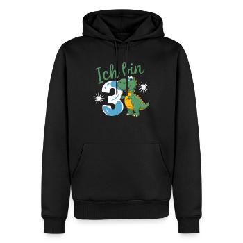 3ème anniversaire 3 ans Dino Dinosaur Fan - Sweat à capuche Premium bio Homme - noir - Devant - Nico (187cm)