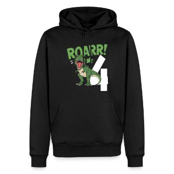 4ème anniversaire 4 ans Dino Dinosaur Fan - Sweat à capuche Premium bio Homme - noir - Devant - Nico (187cm)