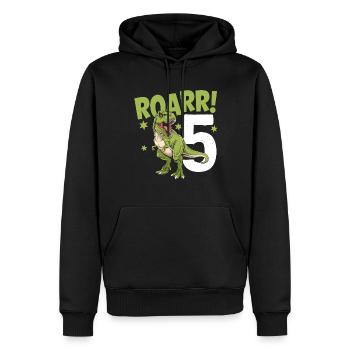 5th Birthday 5 Years Dino Dinosaur Fan - Men’s Premium Organic Hoodie - black - Front - Nico (187cm)