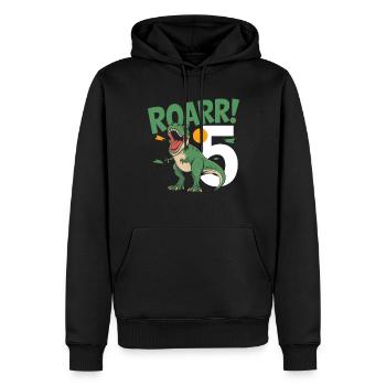 5. Geburtstag 5 Jahre Dino Dinosaurier Fan - Männer Premium Bio Hoodie - Schwarz - Vorne - Nico (187cm)