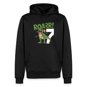 7. Geburtstag 7 Jahre Dino Dinosaurier Fan - Männer Premium Bio Hoodie - Schwarz - Vorne - Nico (187cm)