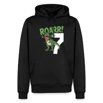 7. Geburtstag 7 Jahre Dino Dinosaurier Fan - Männer Premium Bio Hoodie - Schwarz - Vorne - Nico (187cm)