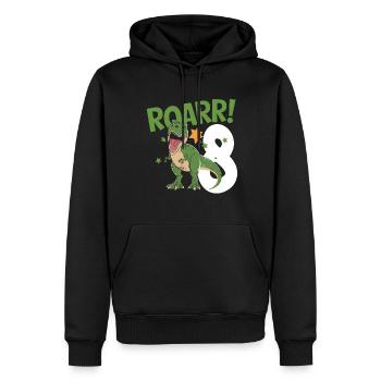 8. Geburtstag 8 Jahre Dino Dinosaurier Fan - Männer Premium Bio Hoodie - Schwarz - Vorne - Nico (187cm)