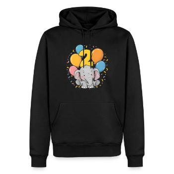 2. Geburtstag Elefant Kindergeburtstag - Männer Premium Bio Hoodie - Schwarz - Vorne - Nico (187cm)