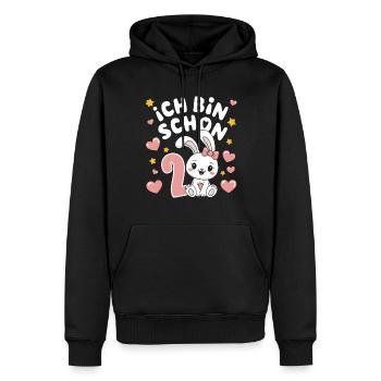 2. Geburtstag Hase Häschen Kindergeburtstag - Männer Premium Bio Hoodie - Schwarz - Vorne - Nico (187cm)