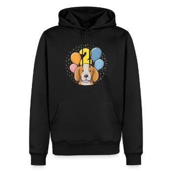 2. Geburtstag Hund Hündchen Kindergeburtstag - Männer Premium Bio Hoodie - Schwarz - Vorne - Nico (187cm)