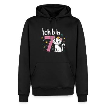 7e anniversaire chat chaton fête d’anniversaire des enfants - Sweat à capuche Premium bio Homme - noir - Devant - Nico (187cm)