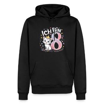 8. Geburtstag Katze Kätzchen Kindergeburtstag - Männer Premium Bio Hoodie - Schwarz - Vorne - Nico (187cm)