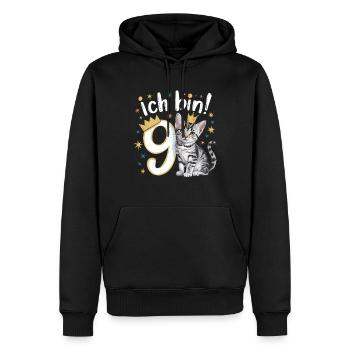 9ème anniversaire Chat Chaton Anniversaire des enfants - Sweat à capuche Premium bio Homme - noir - Devant - Nico (187cm)