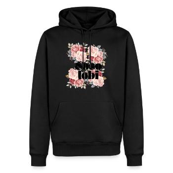 Soso lobi signifie seulement l’amour signifie seulement l’amour - Sweat à capuche Premium bio Homme - noir - Devant - Nico (187cm)