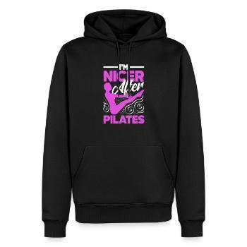 I'm nicer after Pilates exercise - Men’s Premium Organic Hoodie - black - Front - Nico (187cm)