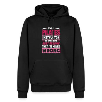 Entraîneur de Pilates Dicton humoristique pour - Sweat à capuche Premium bio Homme - noir - Devant - Nico (187cm)