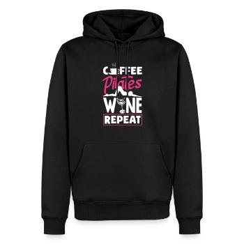 Café Pilates Vin Répéter - Sweat à capuche Premium bio Homme - noir - Devant - Nico (187cm)