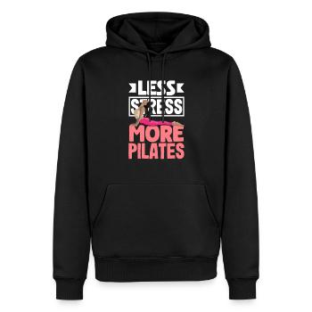 Less stress, more Pilates, relaxation - Men’s Premium Organic Hoodie - black - Front - Nico (187cm)