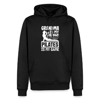 Pilates Granny Passion Pilates drôle - Sweat à capuche Premium bio Homme - noir - Devant - Nico (187cm)