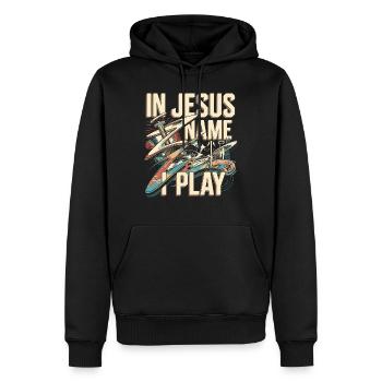 Rythme pour la foi - Sweat à capuche Premium bio Homme - noir - Devant - Nico (187cm)