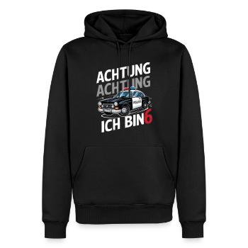 Achtung Ich Bin 6 Polizei 6. Geburtstag - Männer Premium Bio Hoodie - Schwarz - Vorne - Nico (187cm)