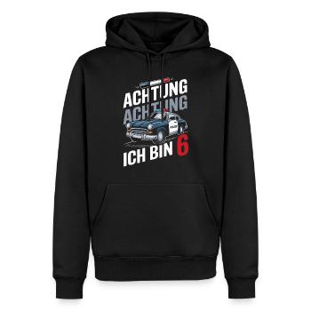 Achtung Ich Bin 6 Polizei 6. Geburtstag - Männer Premium Bio Hoodie - Schwarz - Vorne - Nico (187cm)