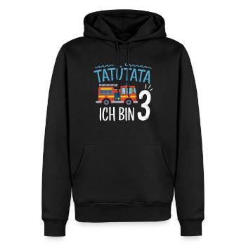 3e anniversaire de la brigade de pompiers de Tatütata - Sweat à capuche Premium bio Homme - noir - Devant - Nico (187cm)