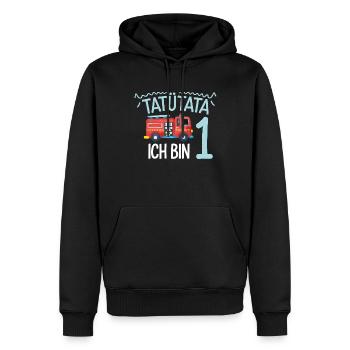 1er anniversaire de la brigade de pompiers de Tatütata - Sweat à capuche Premium bio Homme - noir - Devant - Nico (187cm)