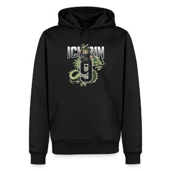T-shirt d’anniversaire ninja J’ai 9 ans - Sweat à capuche Premium bio Homme - noir - Devant - Nico (187cm)
