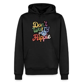 Hippie - Liebe und Frieden - Frieden und Liebe - Männer Premium Bio Hoodie - Schwarz - Vorne - Nico (187cm)