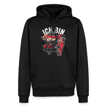 Ce petit Ninja a 7 ans Birthday Shirt - Sweat à capuche Premium bio Homme - noir - Devant - Nico (187cm)