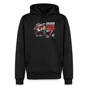 Ce petit Ninja a 7 ans Birthday Shirt - Sweat à capuche Premium bio Homme - noir - Devant - Nico (187cm)