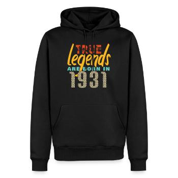 Les vrais légendes sont nés en 1931. Année 2025. - Sweat à capuche Premium bio Homme - noir - Devant - Nico (187cm)