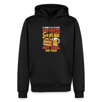 Déclarer le bonheur des hot-dogs et de la bière - Sweat à capuche Premium bio Homme - noir - Devant - Nico (187cm)