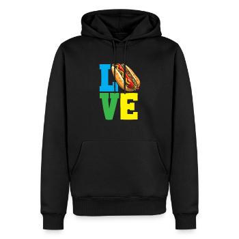 L’amour des hot-dogs et de la nourriture - Sweat à capuche Premium bio Homme - noir - Devant - Nico (187cm)