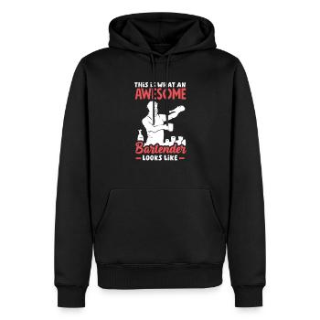 Barman drôle disant Barman cadeau - Sweat à capuche Premium bio Homme - noir - Devant - Nico (187cm)