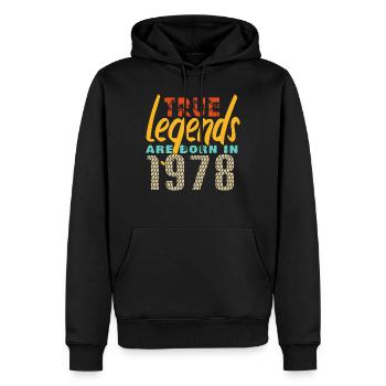 Les vrais légendes sont nés en 1978. Année 2025. - Sweat à capuche Premium bio Homme - noir - Devant - Nico (187cm)