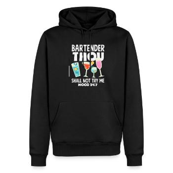 Barman drôle disant cadeau de barman - Sweat à capuche Premium bio Homme - noir - Devant - Nico (187cm)