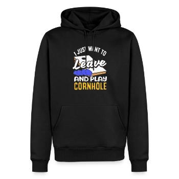 Funny Cornhole Player Gift - Men’s Premium Organic Hoodie - black - Front - Nico (187cm)