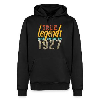 Les vrais légendes sont nés en 1927. Année 2025. - Sweat à capuche Premium bio Homme - noir - Devant - Nico (187cm)