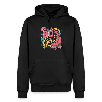Retro 80er Jahre Girl Roller Skate Rollschuhe - Männer Premium Bio Hoodie - Schwarz - Vorne - Nico (187cm)