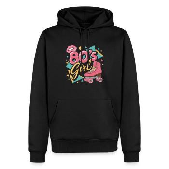 Retro 80er Jahre Girl Roller Skate Rollschuhe - Männer Premium Bio Hoodie - Schwarz - Vorne - Nico (187cm)