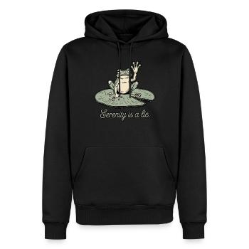 Lustiger Frosch Serenity ist ein Lügenhumor Lily Pad Design - Männer Premium Bio Hoodie - Schwarz - Vorne - Nico (187cm)