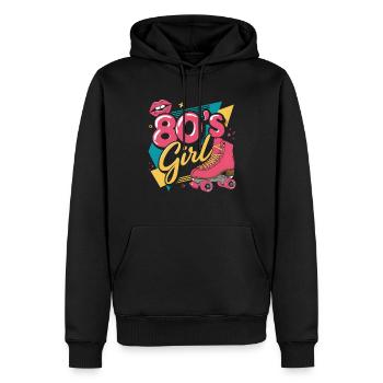 Retro 80er Jahre Girl Roller Skate Rollschuhe - Männer Premium Bio Hoodie - Schwarz - Vorne - Nico (187cm)