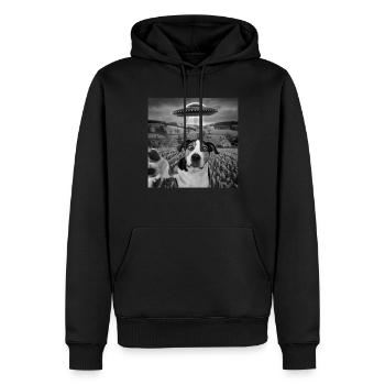 Rencontre extraterrestre Chien Selfie - Sweat à capuche Premium bio Homme - noir - Devant - Nico (187cm)