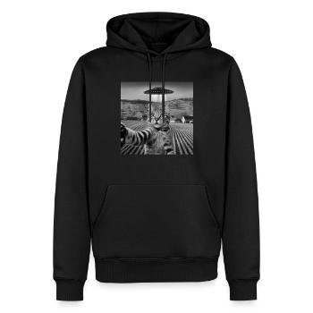 Alien-Begegnung Katze Selfie - Männer Premium Bio Hoodie - Schwarz - Vorne - Nico (187cm)