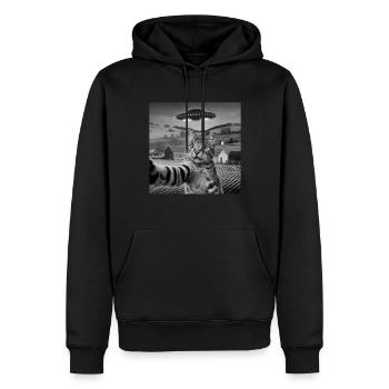 Alien-Begegnung Katze Selfie - Männer Premium Bio Hoodie - Schwarz - Vorne - Nico (187cm)