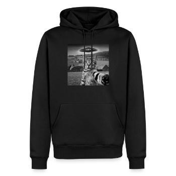 Alien-Begegnung Katze Selfie - Männer Premium Bio Hoodie - Schwarz - Vorne - Nico (187cm)