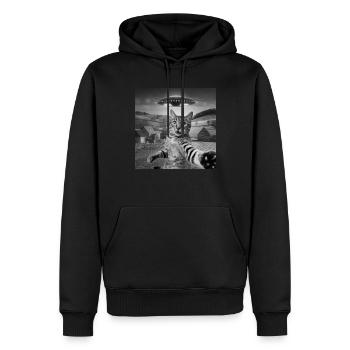 Alien-Begegnung Katze Selfie - Männer Premium Bio Hoodie - Schwarz - Vorne - Nico (187cm)