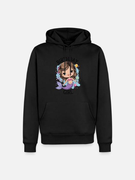 Anniversaire Fille Sirène - Sweat à capuche Premium bio Homme - noir