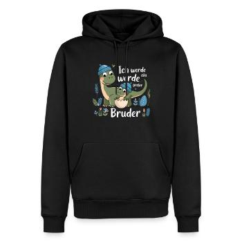 Je vais être un grand frère dinosaure dinosaure - Sweat à capuche Premium bio Homme - noir - Devant - Nico (187cm)